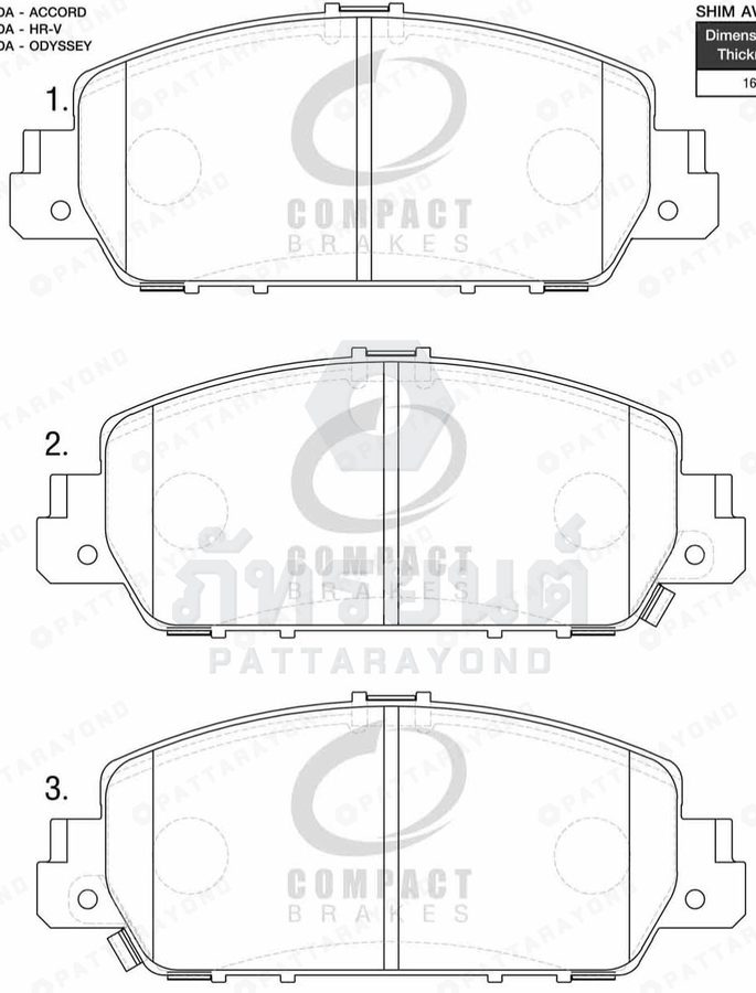 ผ้าเบรคหน้า HONDA A/C2013-2.0-2.4 45022-T6M-H02